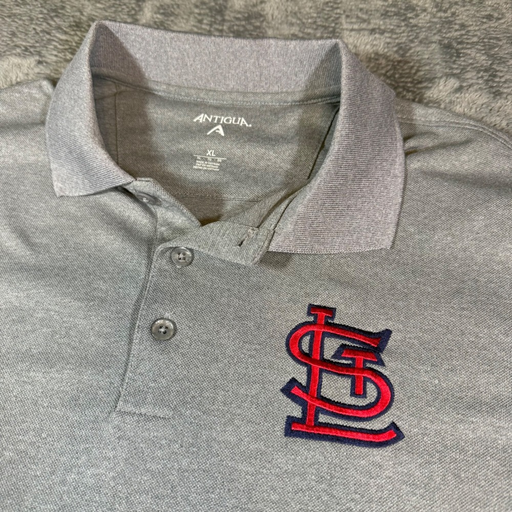 Antigua St Louis Cardinals Mens XL Gray Heathered Performance Polo Shirt MLB STL